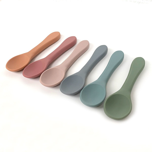 Ny Silikone Baby Madskål Service Vandtæt Ske Skridsikker Service BPA Fri Silikone Tallerkener til Baby Skål Baby Tallerken Orange-Silicone Spoo