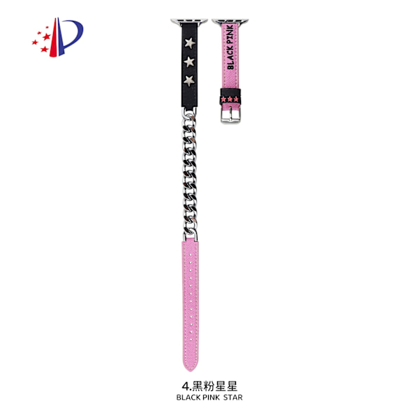 Urrem til Apple Watch iWatch 42 10. generation Sort Pink Stjerne