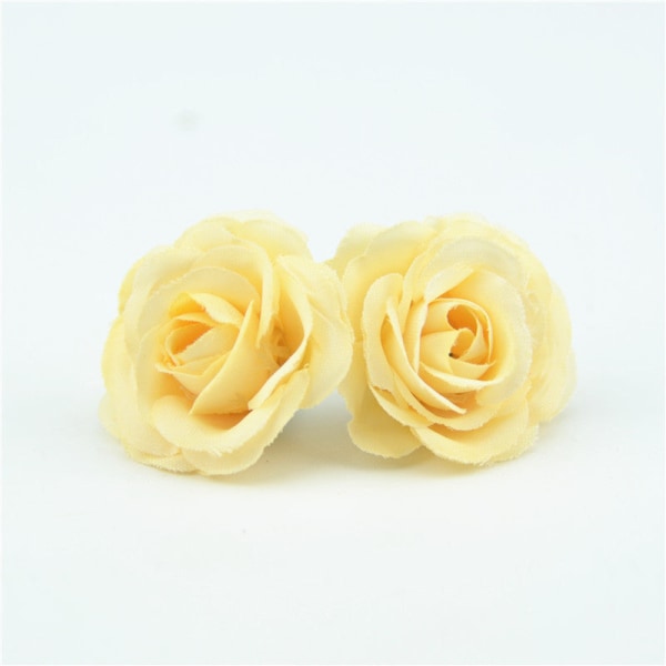 10 st 2,5 cm Mini Ros Tyg Konstgjord Blomma För Bröllopsfest Hem Rum Dekoration Bröllopsskor Hattar Tillbehör Sidenblomma Rose