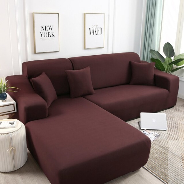 Ensfarvede hjørnesofabetræk til stue, elastiske spandex sofabetræk, strækbare slipcovers, L-formet sofa, skal købe 2 stk. sofabetræk 7 1pc  1-Seat 90-140cm