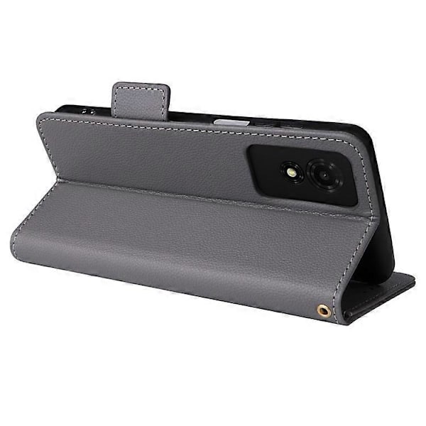 Kompatibelt för TCL 501 T433D Läderfodral Plånboksställ Litchi Textur Telefonskal Grossist Grey