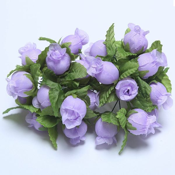 12 st Mini Konstgjorda Blommor Sidenros Bukett för Bröllopsfest Heminredning DIY Krans Scrapbook Tillbehör Deep Blue