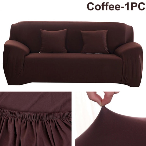 Elastiskt cover för vardagsrum Enfärgade sofföverdrag Stretch cover Hörn 1/2/3/4 Sits L Form Soffa Behöver Köp 2st Light Coffee--1PC 3 seat 190-230cm