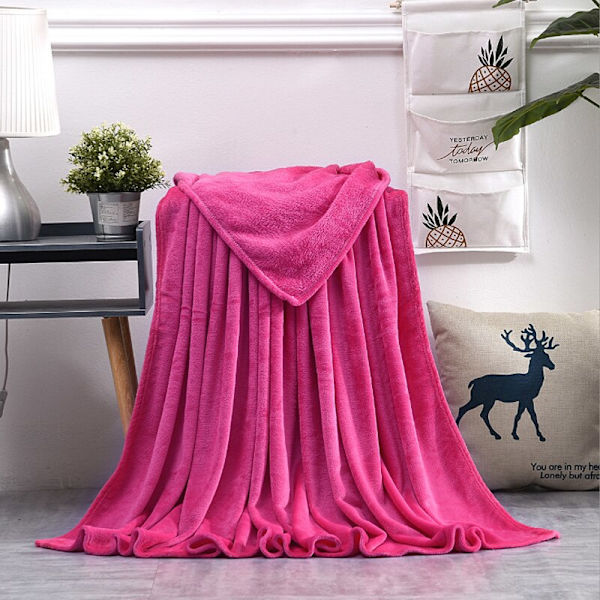 Blødt Varmt Koral Fleece Tæppe Vinterlagen Sengetæppe Sofa Overkast 230Gsm 8 Størrelser Let Tyndt Maskinvask Flanel Tæpper Rose red 180x200cm
