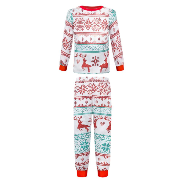 Joulu Pyjamat Yhteensopivat Perhe Pyjamat Vanhempi-lapsi Asu Hirvi Poropainatuksella Pitkähihainen Paita ja Alaosa Oloasu 10T