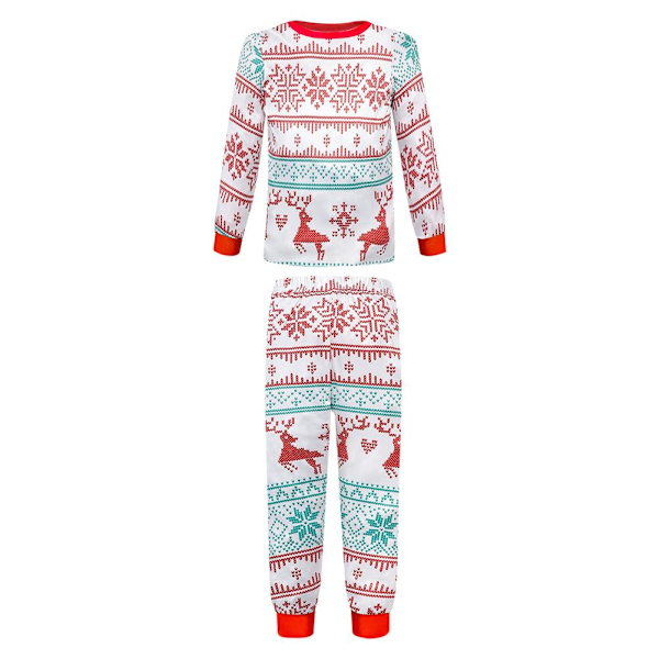 Joulu Pyjamat Yhteensopivat Perhe Pyjamat Vanhempi-lapsi Asu Hirvi Poropainatuksella Pitkähihainen Paita ja Alaosa Oloasu 3M
