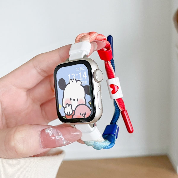 Kellon ranneke Apple Watch iWatchille 10 46mm kellon ranneke punainen, valkoinen ja sininen liukuväri