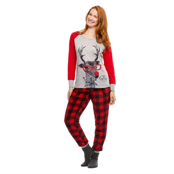 Joulu Pyjamat Yhteensopivat Perhe Pyjamat Vanhempi-Lapsi Puku Eurooppalainen ja Amerikkalainen Painatus Vanhempi-Lapsi Pyjama Puku Gray deer head 女孩M