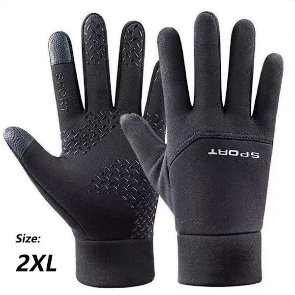 Nya Vinterhandskar Motorcykel Skidhandskar Klätterhandskar Utomhus Cykling Vattentäta Anti-halk Plysch Tjocka Varma Vantar Handskar För Män 2XL-black 19-23cm