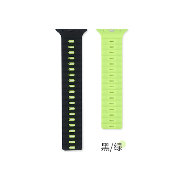 Kellon ranneke Apple Watch iWatch 38-41 S10/42mm valkoinen laatikko Riisi magneettinen imu - musta/vihreä