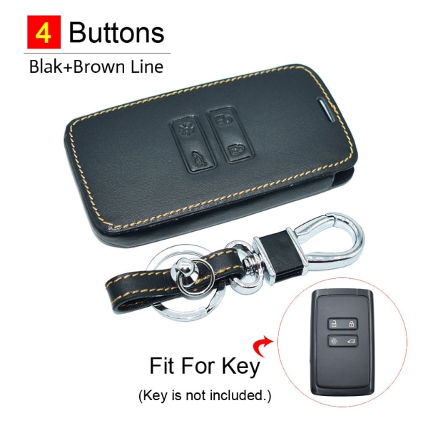 Läder Bilnyckelskydd För Renault Captur Koleos Kadjar Arkana Megane Dacia Duster Sandero Stepway Smart Fjärrkontroll Nyckelringar Fodral with Red Line
