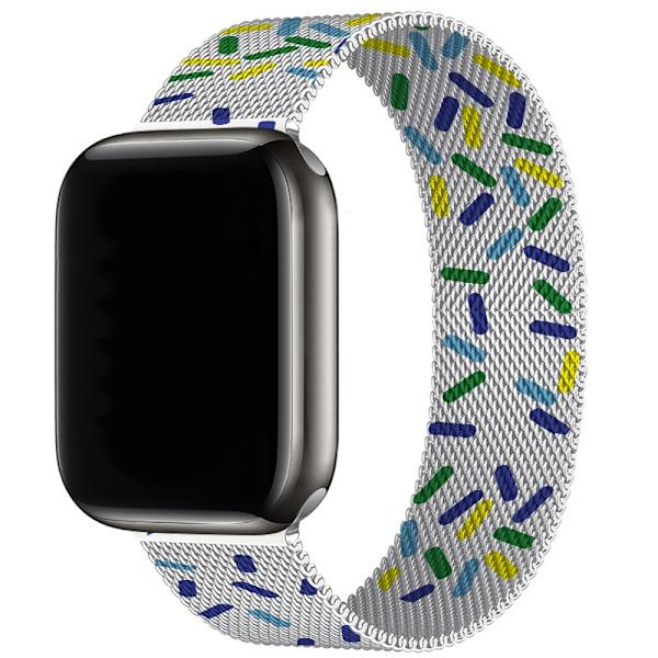 Urrem til Apple Watch iWatch Gældende: 1/10/Generation SE 42/44/45/46/49mm 30 Regnbueblå