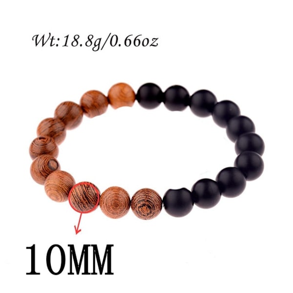 8mm Nye Naturlige Træperler Armbånd Mænd Sort Etnisk Meditation Hvidt Armbånd Kvinder Bøn Smykker Yoga Armbånd Homme ABJ044-4