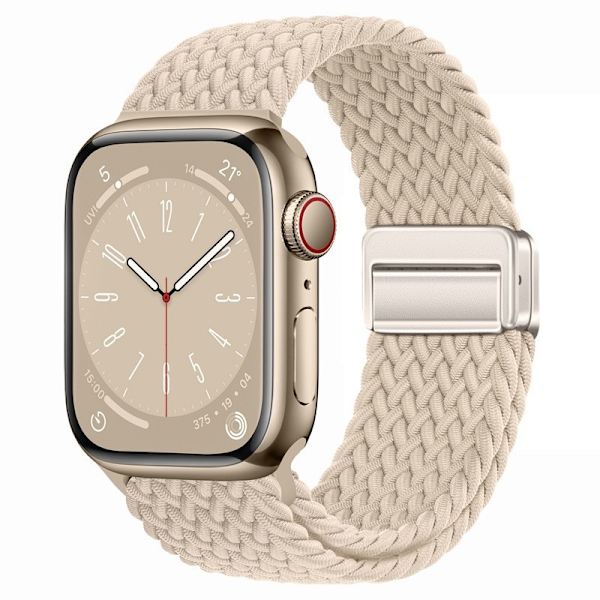 Kellon ranneke Apple Watch iWatch S1-S9:38/40/41/S10:42MM metallinen sisäpuolinen magneettisolki beige