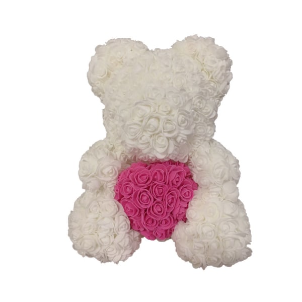 40 cm Rosebjørn Hjerte Kunstig Blomst Rose Teddybjørn Til Kvinder Valentinsdag Bryllup Fødselsdag Julegave Grey red H 25CM