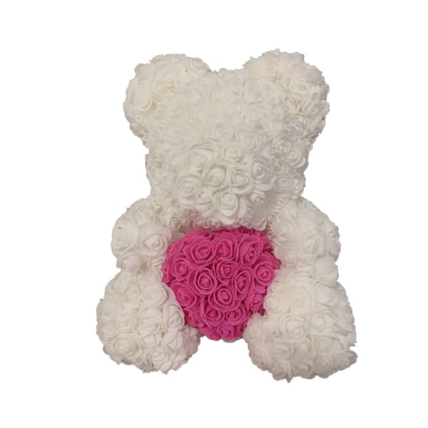 40cm Rose Bear Heart Konstgjord Blomster Rose Nalle För Kvinnor Alla hjärtans bröllop Födelsedag Julklapp Pink white H 25CM