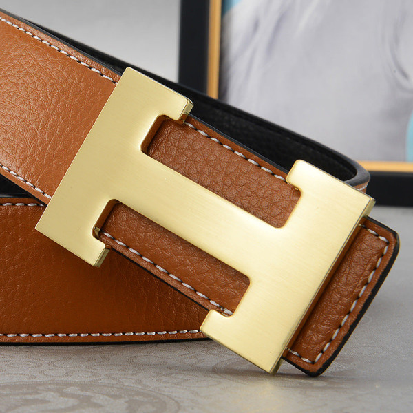 Bälte Herr Casual Trendig All-Match Medelålders Personer Ungdomsbyxor Bälte Orange Gold Buckle 110cm