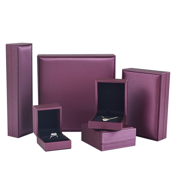 4 stk./sæt Smykkeskrin Børstet PU Gave Ring Vedhæng Halskæde Armbånd Holdere Etui med 4 æsker Silver 4 boxes