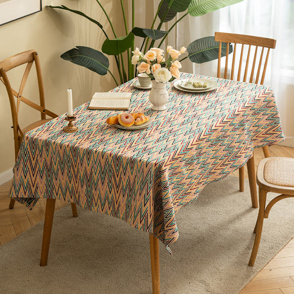 Amerikansk Ins Lätt Lyx Rektangulär Duk Chenille Tyg Jacquard Matbord Duk Vardagsrum Dekorativ Bordsmatta Posey geometry 90*140cm