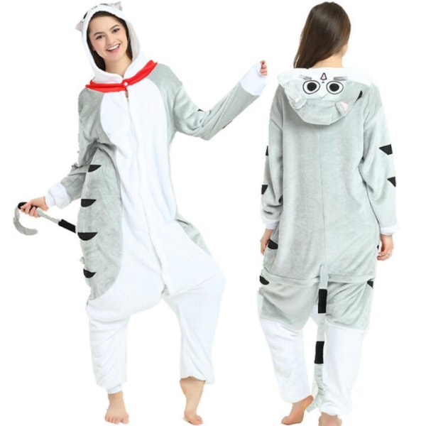 Kigurumi Oste-kat Onesies Flanel Vinter Tegneserie Foddyr Voksen Pyjamas Familie Fest Cosplay Kostumer Bedste Gave Cat Onesie M