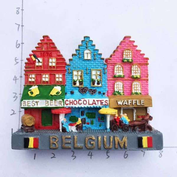 Belgien Gent Landmärke Byggnad kylskåpsmagneter Turism souvenir Målade magnetiska Kylskåpsdekaler Samling Dekoration Mons