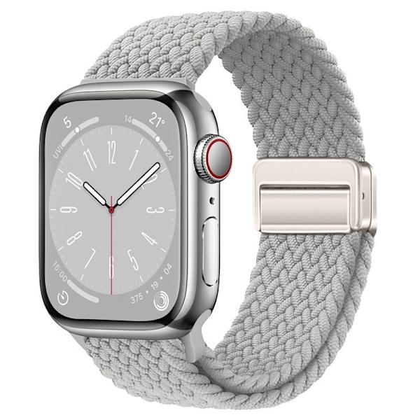 Klockarmband för Apple Watch iWatch S1-S9: 42/44/45/49MM/ultra2/S10: 46MM metall inre magnetiskt spänne pärlvit