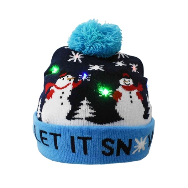 Julhattar Tröja Tomte Älg Stickad Mössa Med LED-ljus Cartoon Mönster Julklapp Till Barn Nyårsartiklar B05 21x20cm