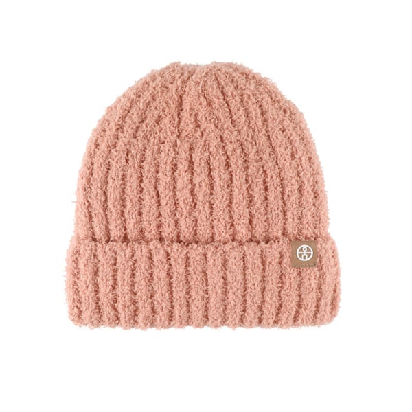 Lämmin pehmoinen myssy naisille, reunustettu neulepipo miehille, samettinen kylmäsuoja, korvaläpät, slipover-pipo Pink Average size