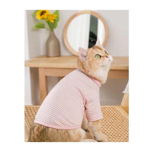 Andningsbara randiga stickad kofta för husdjur, kattkläder Green stripes L