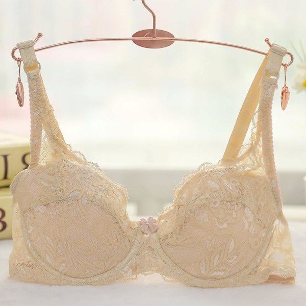 Dam Spets BH Djup V Push Up BH Formande Vadderad BH Underkläder Broderi Lingerie Plus Size BH White 40A