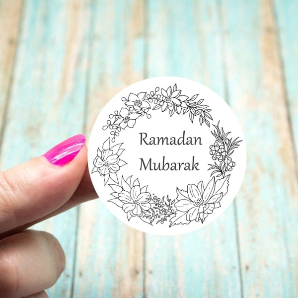 24/48 st EID Mubarak Decor Stickers Ramadan Mubarak Dekoration Islam Muslim Festival Favor Gift Etiketter HAJJ Ramadan Kareem D 48pcs