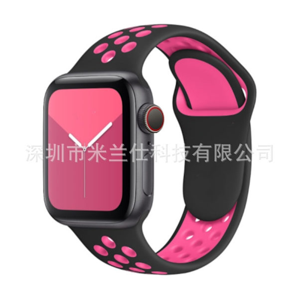 Kellon ranneke Apple Watch iWatch 38/40/41/42mm - S10 pidennetty koko ML koodi 16 musta pinkillä