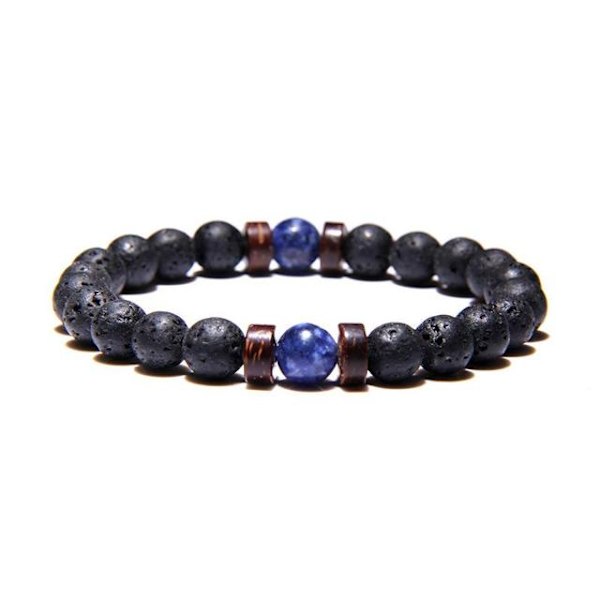 Pärlarmband för män Naturlig vulkanisk sten Pärla Tibetansk Buddha chakra Lavasten Diffuser Armband Herr Mode Nya Smycken Style 3