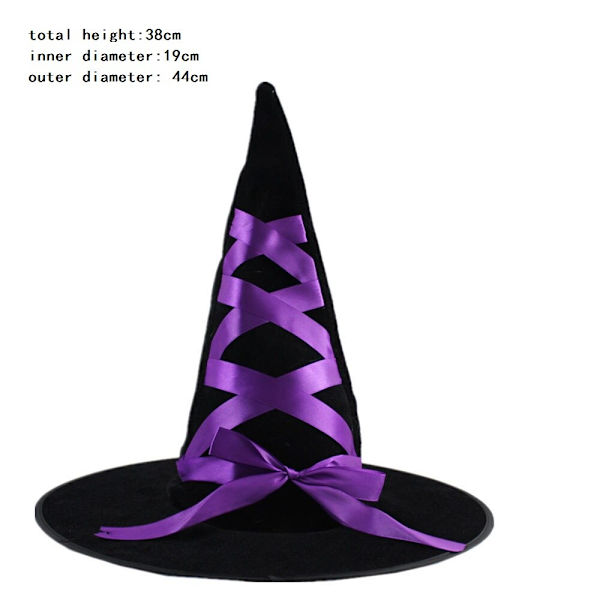 Voksen Barn Heksehatter Maskerade Bånd Trollmannshatt Cosplay Halloween Kostyme Fest Bursdag Karneval Hekser Topphatter 17