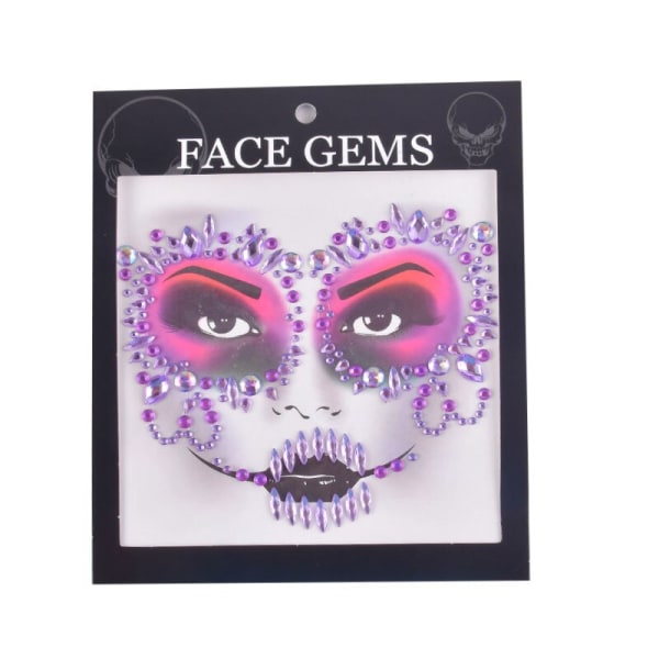 Halloween-ansiktsdekaler Spökskaleansikte med diamantdekoration 3D-klistermärke med sexigt ansikte Bal Holiday Party Ansiktsdekoration 20000