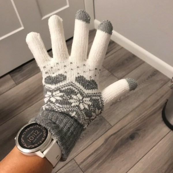 Dam Vinter Varma Handskar Snögubbe Broderi Virkad Yllehandske Pekskärm Mjuka Pälsiga Helfinger Vantar Julklappar A Purple One Size