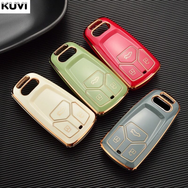 Fashion TPU-fodral Bil Fjärrkontroll Nyckelskydd Skal För A4 B9 A5 A6 8S 8W Q5 Q7 4M S4 S5 S7 TT TTS TFSI RS Protector Fob Keyless Red