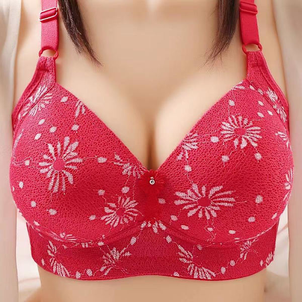 BH med mjukt foder för kvinnor Push Up BH Stor Storlek Spetsunderkläder Plus Size Sexig Behå Beige 42/95BC