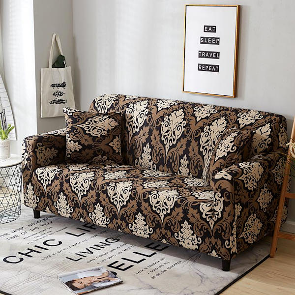 Retro Blomstret Strækbar Sofabetræk Alt-inkluderende Elastisk Slipcove Sofabetræk Stol Sofabetræk Camel 1 Seater (90-140cm)