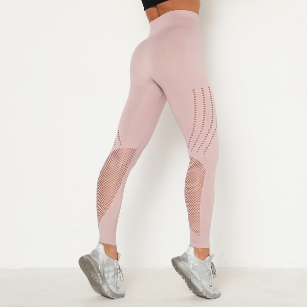 Bodybuilding Hip Lifting Stretch Fitnessbukser for kvinner, Sports Skinny Løpe Hurtigtørkende Trenings Kompresjons Yogabukser Sportsbukser 9168 pants-light green L