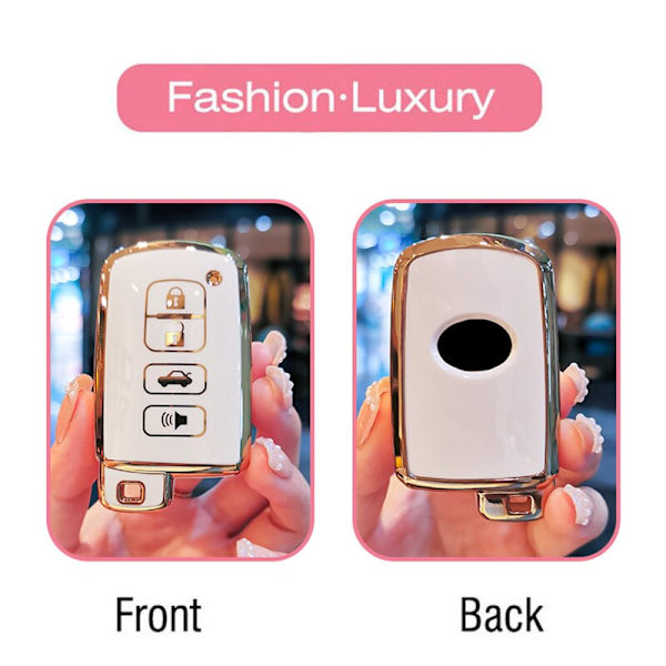 4 Knappar Bilnyckelfodral Skydd För Toyota Camry Corolla RAV4 Highlander Avalon 2015 - 2017 Smart Kontroll Skydd Skal Hållare grey keyring