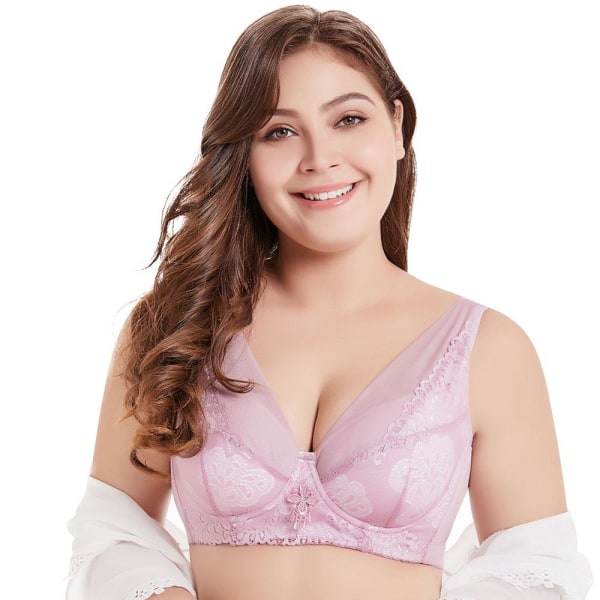 Dam D E Cup BH Plus Size Spetsväst BH Push Up BH 36 Till 50 Beige 36D