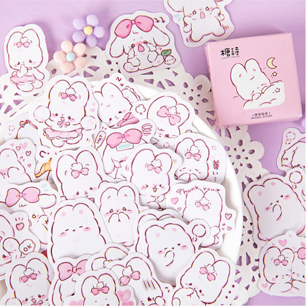 45 stk./æske Søde kanin daglige Kawaii Dekoration Klistermærker Planner Scrapbooking Papirvarer Koreanske Dagbog Klistermærker Default Title