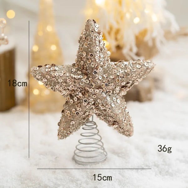 Julgranskula Målad Kula Gyllene Silver Champagne Glitter Stjärnor Julgran Hängande Fönsterdekoration Små Gåvor Leksaker Champagne 18cm