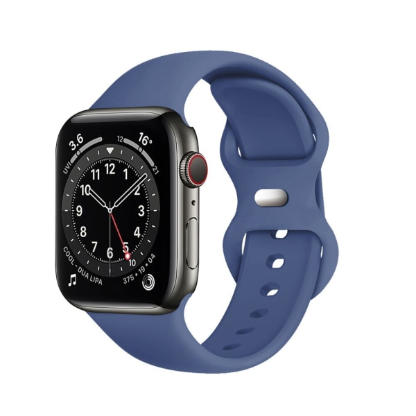 Silikon sportband för Apple Watch Series Se 6 5 4 3 21 44mm 40mm Smart Armband Klockband Pin Tuck Strap on iWatch 6 38mm 42mm 6 Midnight blue 38MM or 40MM