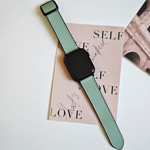 Klockarmband för Apple Watch iWatch 38/40/41/42mm-S10 Högkvalitativt förstklassigt läder Azure