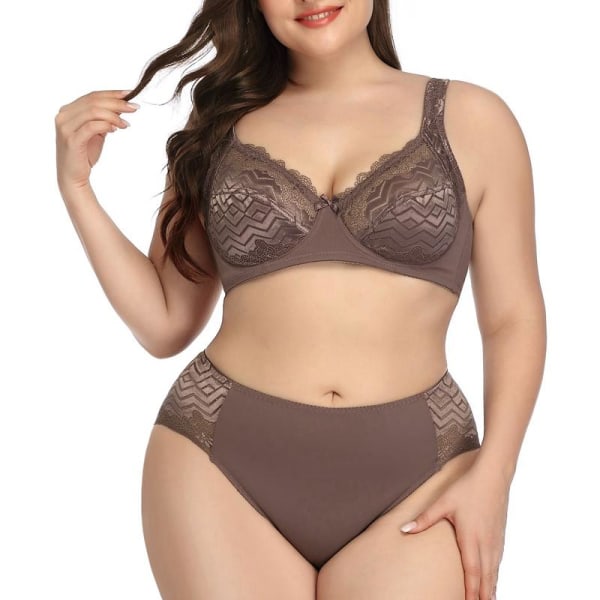 Muodikas seksikäs pitsiliivien ja pikkuhousujen setti naisille, plus-koko, erittäin ohut alusasu 90C-1Xl 95C-2Xl 100C-3Xl 105C-4Xl Beige 105C