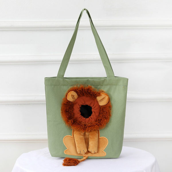 Mjuka Djurbärväskor Lejon Design Bärbar Andningsbar Väska Katt Hund Bärväskor Utgående Resor Husdjur Handväska Med Säkerhetsdragkedjor Light gray 40x35cm-in 4kg