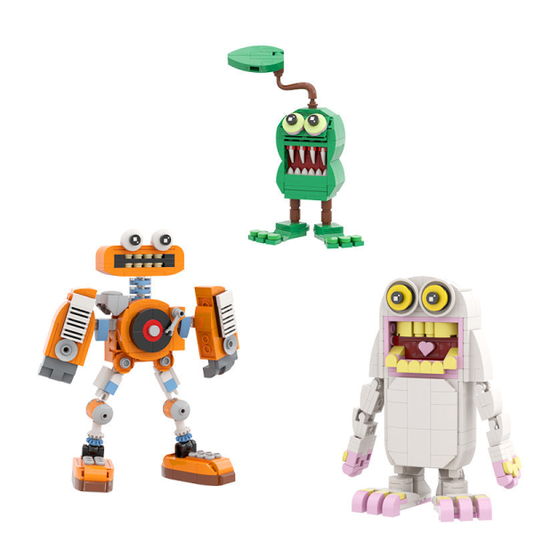 MOC Upplysning Litet Byggkloss Söt Monsterkör Litet Set My Singing Monster White 270 particles