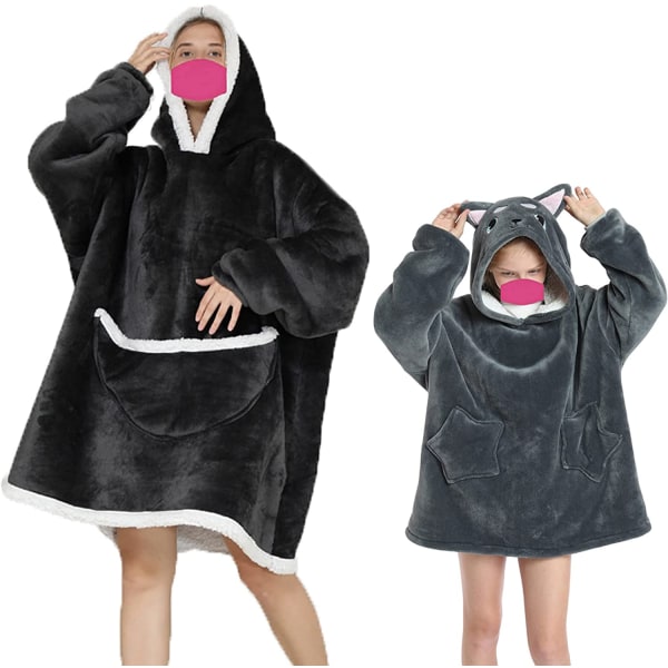 Oversized Hoodie Filt Presenter för Kvinnor UK Vuxna Män Barn Flickor Bärbar Bekväm Fleece Hoodie Morgonrock Som Födelsedagspresenter till Mödrar Vänner Wine Red-adults
